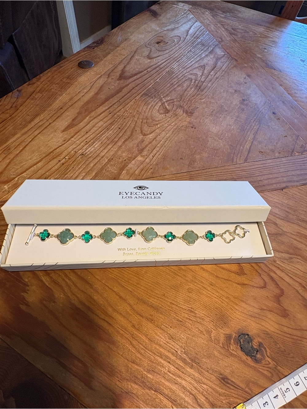 Eye Candy Los Angeles Green & Gold Charm Double Sided Bracelet - Picture 4 of 6